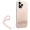 Guess GUOHCP14LH4STP Apple iPhone 14 Pro 6,1" dėklas telefonui rožinės spalvos hardcase 4G Print Strap