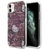 Hello Kitty HKHCN61HDGPTP Apple iPhone 11 / Xr 6.1″rožinės spalvos kietas dėklas IML Tags Graffiti