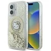 Hello Kitty HKHMP16SLGDIH Apple iPhone 16 6.1″ baltos spalvos auksinis kietas dėklas Liquid Glitter Fever MagSaf