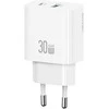 Laidinis įkroviklis USAMS CC316 T65 30W 1xUSB-C 1xUSB-A Fast Charging baltos spalvos