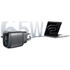 Įkroviklis jungiama į tinklą USAMS CC338 T75 65W GaN Smart Digital Ekranas Fast Charger USB-C tarnish