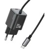 Laidinis įkroviklis USAMS JC Series CC261 20W GaN Mini Fast Charger 2xUSB-C juodos spalvos