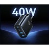 Įkroviklis jungiama į tinklą USAMS T70 40W 2xUSB-A/2xUSB-C juoda
