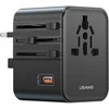 Kelioninis įkroviklis USAMS CC309 2xUSB-C 25W 4in1 US/AU/EU/UK juodos spalvos