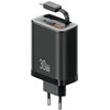 Laidinis įkroviklis USAMS Xiang Series CC296 30W 1xUSB-C 1xUSB-A + USB-C kabelis juodos spalvos
