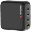 Verbatim Mini GaN Charger 140W with Ekranas, 3× USB-C PD, 1× USB-A QC 3.0, Juodas