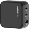 Verbatim, Mini kroviklis GaN su wyświetlaczem TFT 2 x USB-C / 1 x USB-A, juoda, 65W, Wymienne wtyczki EU, UK, USA