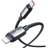 Kabelis USAMS Al-Alloy SJ816 U110 RGB Fast Charging 30W USB-C do Lightning 1,2 m juoda