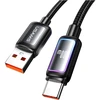 USAMS Al-Alloy SJ817 U110 RGB greitojo įkrovimo 100W USB-A į USB-C laidas 1.2 m juodas