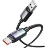 USAMS Al-Alloy SJ817 U110 RGB greitojo įkrovimo 100W USB-A į USB-C laidas 1.2 m juodas