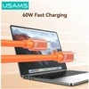 Kabelis USAMS U97 60W USB-C su USB-C dirželiu, 30 cm, tamsinti