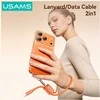 Kabelis USAMS U97 60W USB-C su USB-C dirželiu, 30 cm, tamsinti