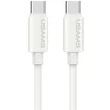 Kabelis USAMS U98 60W 3A Silicone Fast Charging USB-C į USB-C baltos spalvos