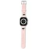 Apyrankė laikrodžiui Apple Watch 1 / 2 / 3 / 4 / 5 / 6 / 7 / 8 / SE / Ultra (42 / 44 / 45 / 49 mm) Karl Lagerfeld Strap 3D Rubber Karl&Choupette Heads (KLAWLSLKCNP) rožinės spalvos