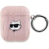 Apple AirPods Karl Lagerfeld Cover Monogram Choupette Head ausinių dėklas rožinės spalvos
