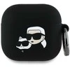 Dėklas Karl Lagerfeld KLA4RUNKCHK AirPods 4 cover juodos spalvos silikoninis Karl&amp;Chaupette Head 3D