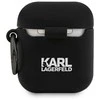 Karl Lagerfeld Rue St Guillaume silikoninis dėklas ausinėms AirPods 1/2 juodos spalvos
