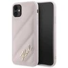 Karl Lagerfeld KLHCN61PQDSMGP Apple iPhone 11 / Xr 6.1″ rožinės spalvos kietas dėklas Diagonal Quilted Script