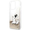 Karl Lagerfeld dėklas, skirtas iPhone 13 Pro Max 6,7 KLHCP13XGCFD auksinis Liquid Glitter Choupette Fun