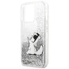 Karl Lagerfeld KLHCP13XGCFS Apple iPhone 13 Pro Max 6,7″ sidabrinis kietas dėklas Liquid Glitter Choupette F