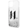 Karl Lagerfeld Liquid Glitter Big KL dėklas iPhone 14 telefonui - sidabrinis