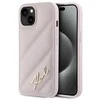 Karl Lagerfeld KLHCP14SPQDSMGP Apple iPhone 14 / 15 / 13 6.1″ rožinės spalvos kietas dėklas Diagonal Quilted Script