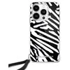 Karl Lagerfeld IML Zebra Pattern &amp; Cord Apple iPhone 16 Case - dėklas telefonui juodos spalvos