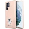Samsung Galaxy S23 Ultra Karl Lagerfeld silikoninis dėklas Choupette Metal Pin (KLHCS23LSMHCNPP) rožinės spalvos