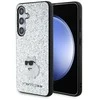 Samsung Galaxy A35 5G Karl Lagerfeld dėklas Fixed Glitter Choupette Logo Metal Pin (KLHCSA35GCNPSG) sidabrinės spalvos