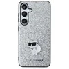Samsung Galaxy A35 5G Karl Lagerfeld dėklas Fixed Glitter Choupette Logo Metal Pin (KLHCSA35GCNPSG) sidabrinės spalvos