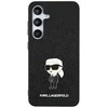Samsung Galaxy A55 5G Karl Lagerfeld dėklas Fixed Glitter Ikonik Logo Metal Pin (KLHCSA55GKNPSK) juodos spalvos