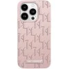 Apple iPhone 15 Pro Karl Lagerfeld dėklas odinis Monogram Metal Logo (KLHMP15LPKHPORPP) rožinės spalvos