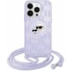 Apple iPhone 13 / 14 / 15 Karl Lagerfeld Hardcase IML Crossbody Monogram Karl &amp; Choupette Head MagSafe (KLHMP15SHCKCKLCU) dėklas telefonui violetinės spalvos