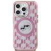 Apple iPhone 15 Karl Lagerfeld IML Monogram Karl&amp;Choupette Head MagSafe (KLHMP15SHMCKMHP) dėklas telefonui rožinės spalvos