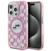Apple iPhone 15 Pro Max Karl Lagerfeld IML Monogram Karl&amp;Choupette Head MagSafe (KLHMP15XHMCKMHP) dėklas telefonui rožinės spalvos