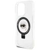 Apple iPhone 15 Pro Max Karl Lagerfeld dėklas Ring Stand Karl Head MagSafe (KLHMP15XHMRSKHH) baltos spalvos