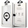 Apple iPhone 15 Pro Max Karl Lagerfeld dėklas Ring Stand Karl Head MagSafe (KLHMP15XHMRSKHH) baltos spalvos