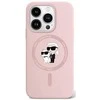 Karl Lagerfeld KLHMP15XSCMKCRHP Apple iPhone 15 Pro Max 6.7″ rožinės spalvos kietas dėklas Silicone Karl & Choupette