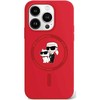 Karl Lagerfeld silikoninis Karl&amp;Choupette Ring MagSafe Apple iPhone 15 Pro Max - dėklas telefonui raudonos spalvos