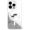 Karl Lagerfeld Liquid Glitter Karl&amp;Choupette Head Magsafe Apple iPhone 16 Case - dėklas telefonui skaidrus