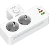 Beline maitinimo lizdas su LED apšvietimu 2xUSB-A/USB-C/2xAC baltos spalvos