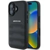 Mercedes AMG Leather Debossed Lines dėklas telefonui juodos spalvos Logo Apple iPhone 16 - dėklas telefonui juodos spalvos