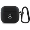 Mercedes Benz MEA4CSLBK AirPods 4 ausinių dėklas juodos spalvos Leather Metal Logo