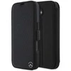Mercedes MEBKP16S23RBGVK Apple iPhone 16 6.1″ juodos spalvos bookdėklas Leather Wood Imitation