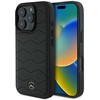 Mercedes MB Waves Leather Apple iPhone 16 Pro Case - dėklas telefonui juodos spalvos
