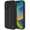 Mercedes MB dėklas telefonui mėlynos spalvos Line Leather MagSafe Apple iPhone 16 Case - dėklas telefonui juodos spalvos