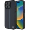 Mercedes MB dėklas telefonui mėlynos spalvos Line Leather MagSafe Apple iPhone 16 Pro Max - Navy dėklas telefonui mėlynos spalvos