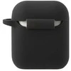 Juodas silikoninis AirPods dėklas su kilpute