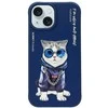 NIMMY dėklas GLASSES COOL CAT IPHONE 15 mėlynas