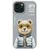 Nimmy Apple iPhone 15 6.1" dėklas telefonui pilkos spalvos Cool&amp;Cute 2.0 Bear
